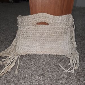 Francesca's Collections Cream Woven Crossbody Bag